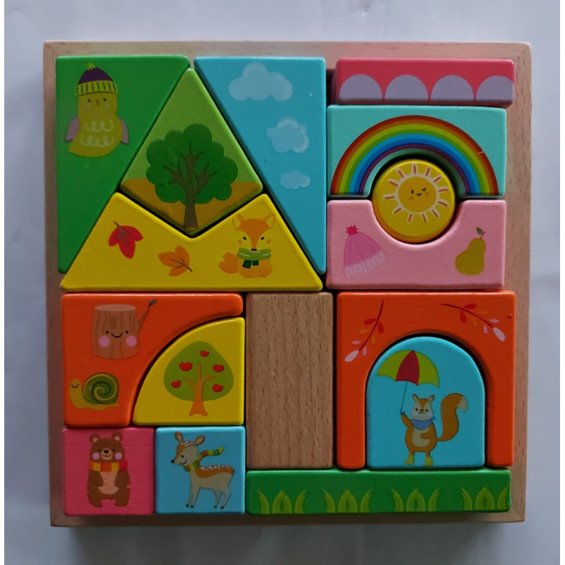 Bloques Construcción Madera Colores