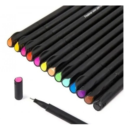 Lapices Fineliner 0,4mm 12 Colores Punta Fina Colores Pen