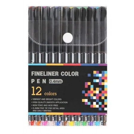 Lapices Fineliner 0,4mm 12 Colores Punta Fina Colores Pen