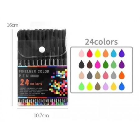 Lapices Fineliner 0,4mm 24 Colores Punta Fina Colores Pen