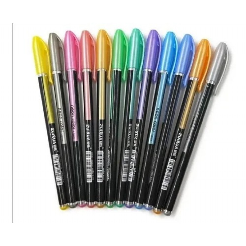 Gel Metalizados Neón Set 12 Lapices 