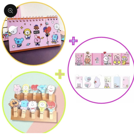 Set BTS K-Pop Organizador Planner + Pos-it + Clips