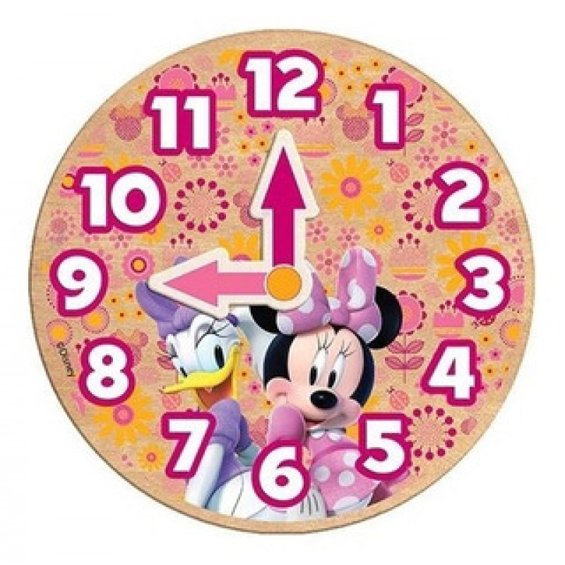 Reloj Didáctico Madera Encaje Aprender Hora Minnie Disney