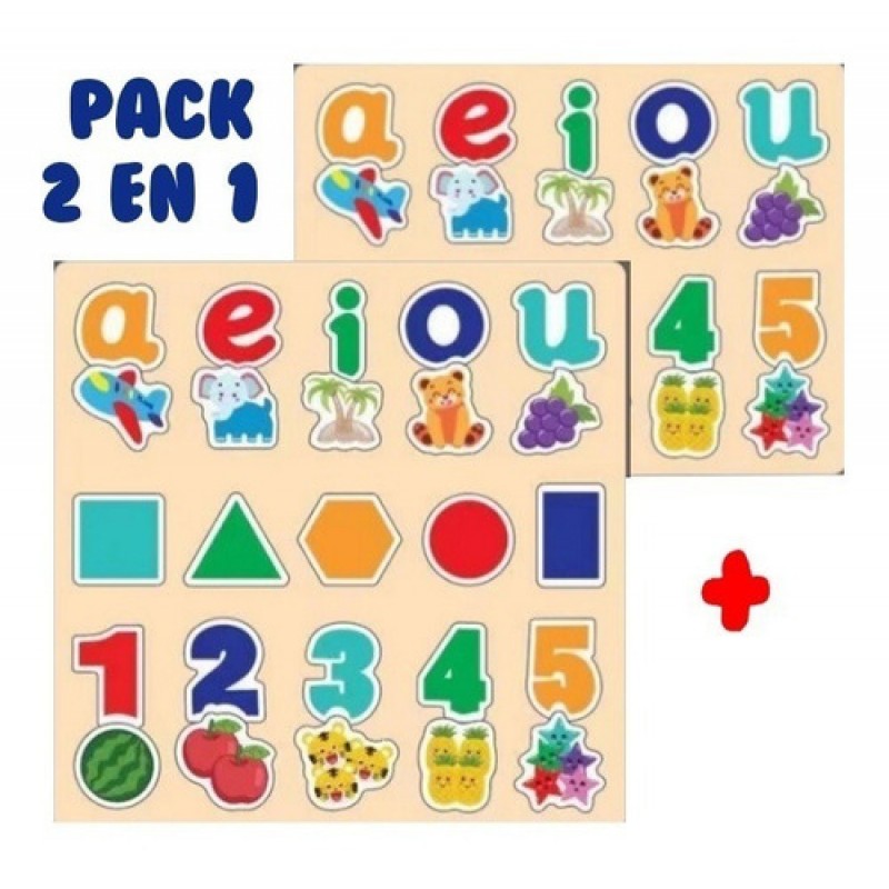 Pack 2 Tablas Vocales, Formas, Números 3D