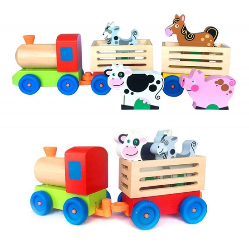 Tren Granja Y Animales Madera