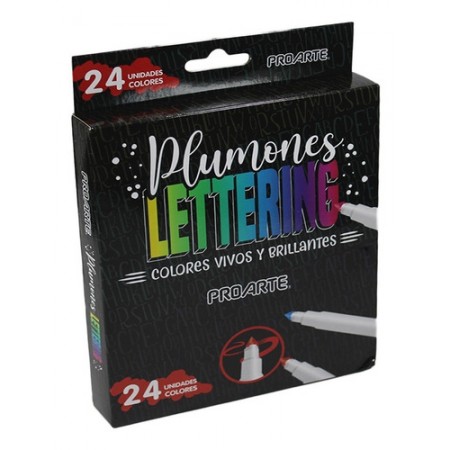 Set Lápices 24 Colores Plumones Lettering Proarte