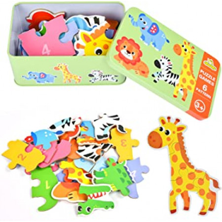 Puzzle Mamíferos Caja Metálica 6 En 1 