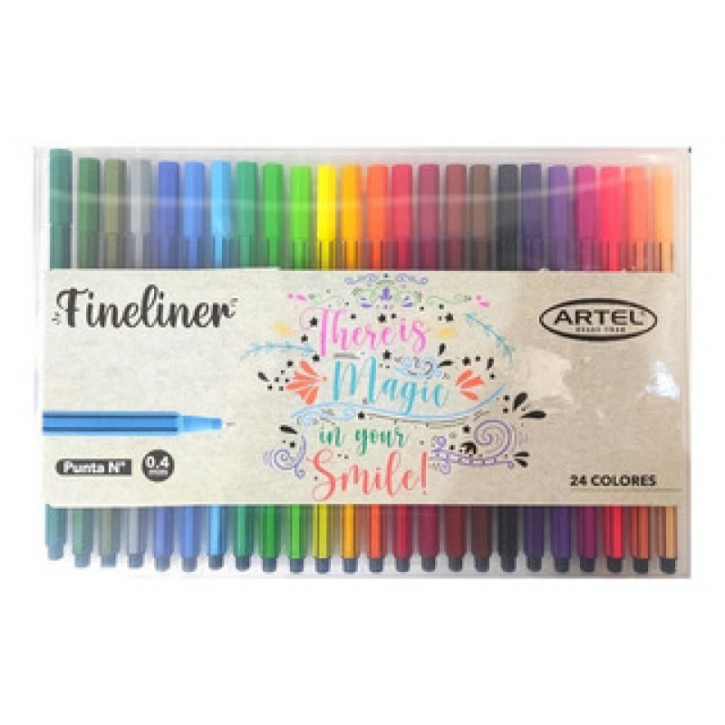 Marcadores Fineliner 24 Colores 0.4mm Tiralineas Artel