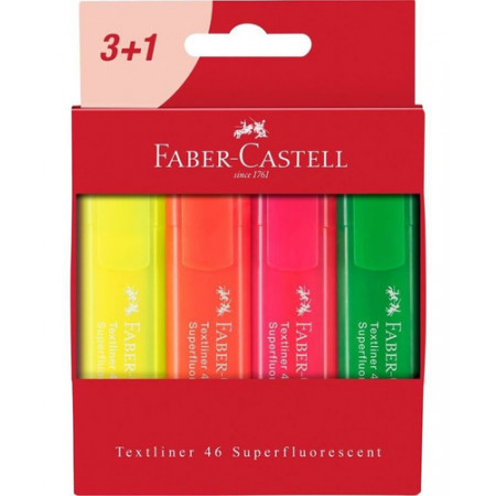 4 destacadores Marcador Super fluorescente Faber Castell
