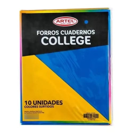 10 Forros Cuaderno College Colores Artel.