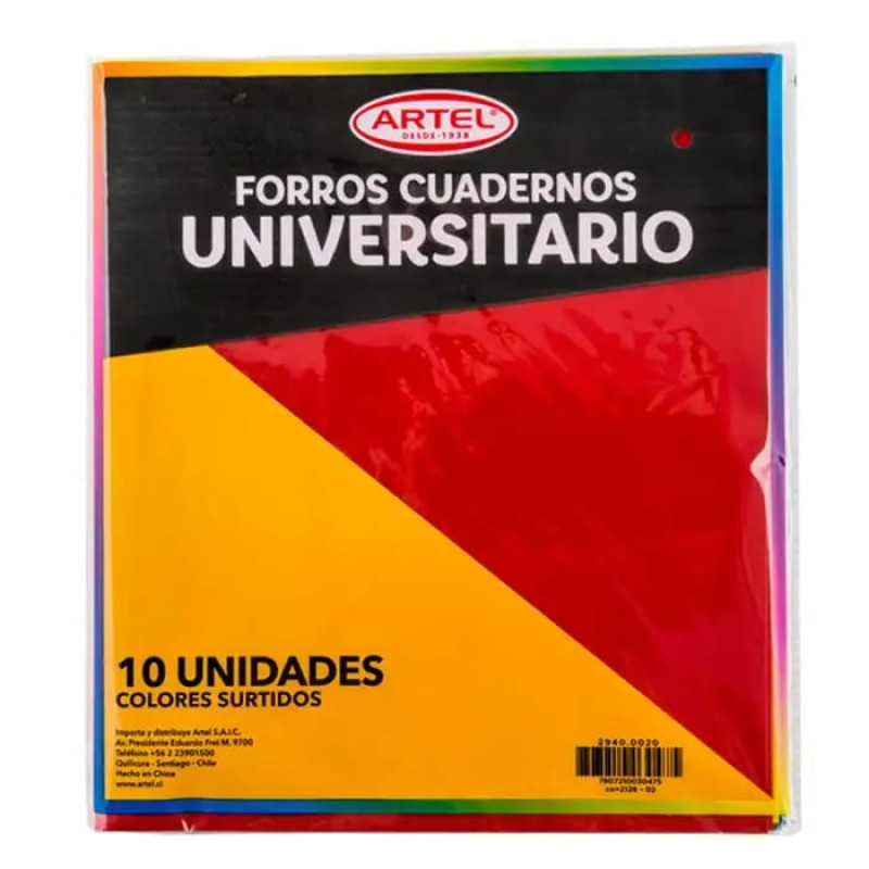 Forros Cuadernos Universitarios Artel Colores
