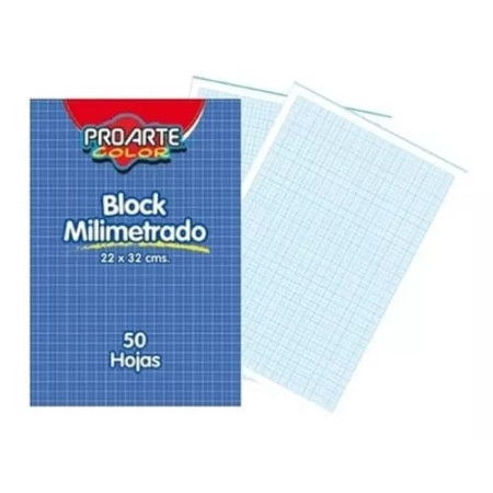 Block Papel Milimetrado 50 Hojas Proarte 22x 32cms.