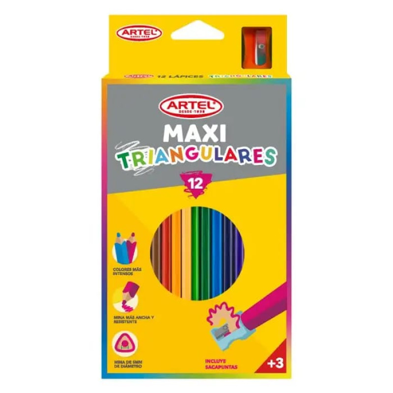 Lápices De 12 Colores Maxi Triángulares