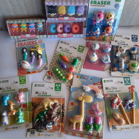 Pack 12 Set Gomas De Borrar Infantiles Surtidos Kawaii 