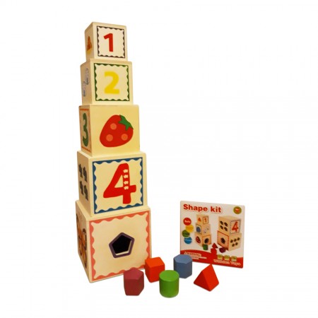 Torre Apilable Madera Encaje Figuras Geométricas Montessori